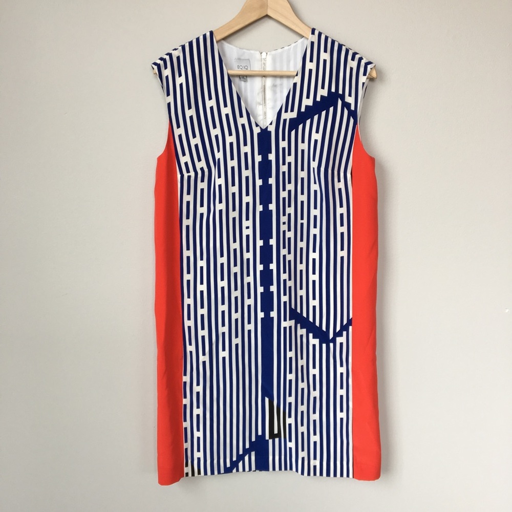 EQ:IQ Designer Color Block Shift Dress NWOT